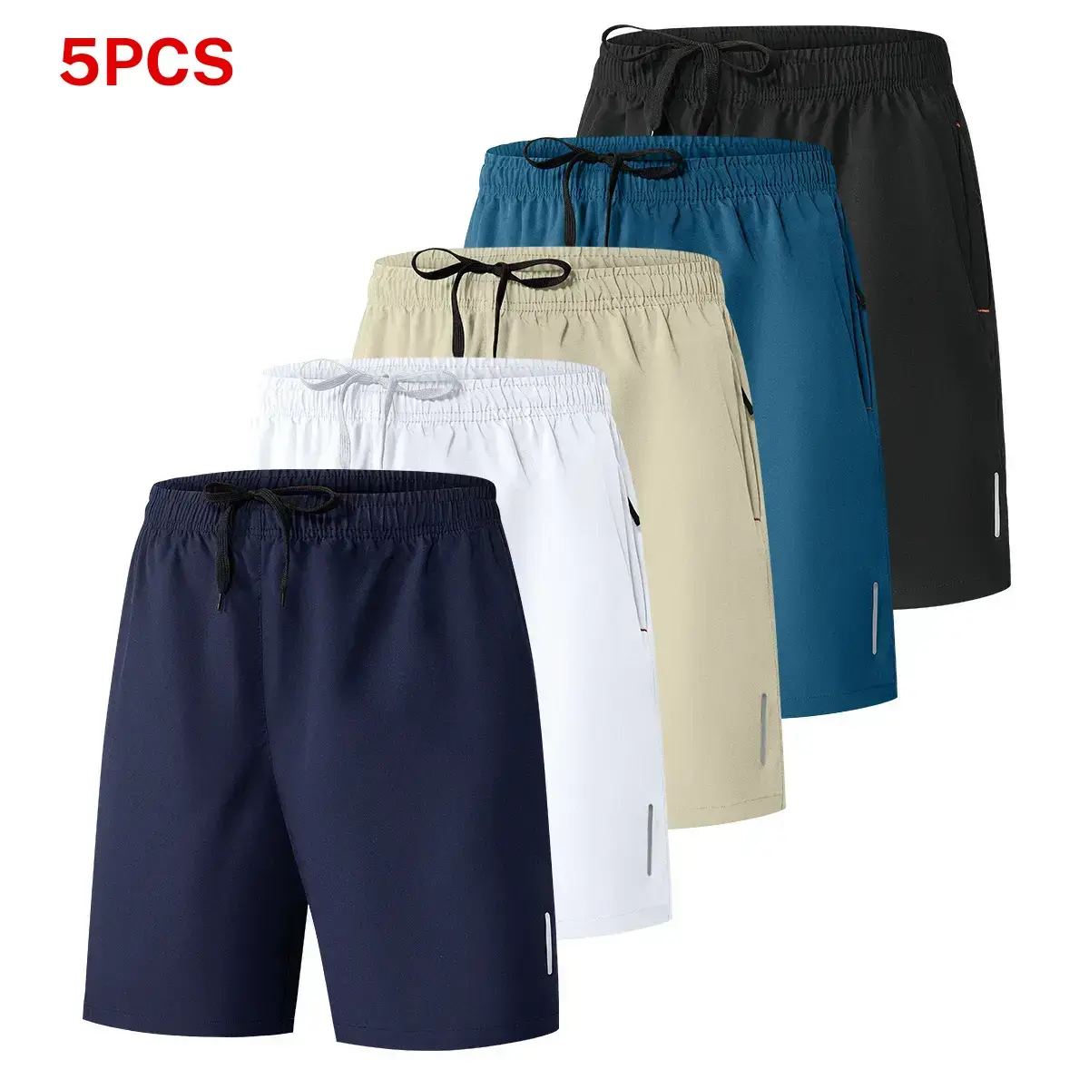 Men's Cool Sports Shorts, 5-Pack Breathable Quick-Dry Comfortable Athletic Bottoms, Ideal for Basketball, Outdoor Activities & Vacation Wear