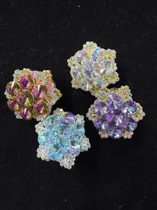 181-182 4PCS Sparkly Crystal Flower Charm Set | Mixed Color Beads for DIY Pens & Phone Charms