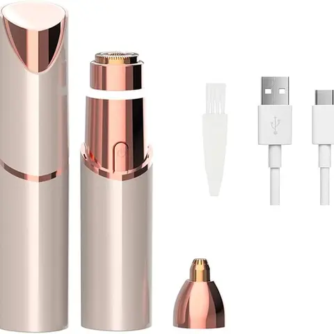 Women's Rechargeable Metal Electric Facial Hair Remover - Anti-Frizz Personal Care Gadget for Upper Lip/Chin Peach Fuzz Removal, Dermaplane Razor, Tweezers for Fine Hairs, Single Item Personal Care Appliance