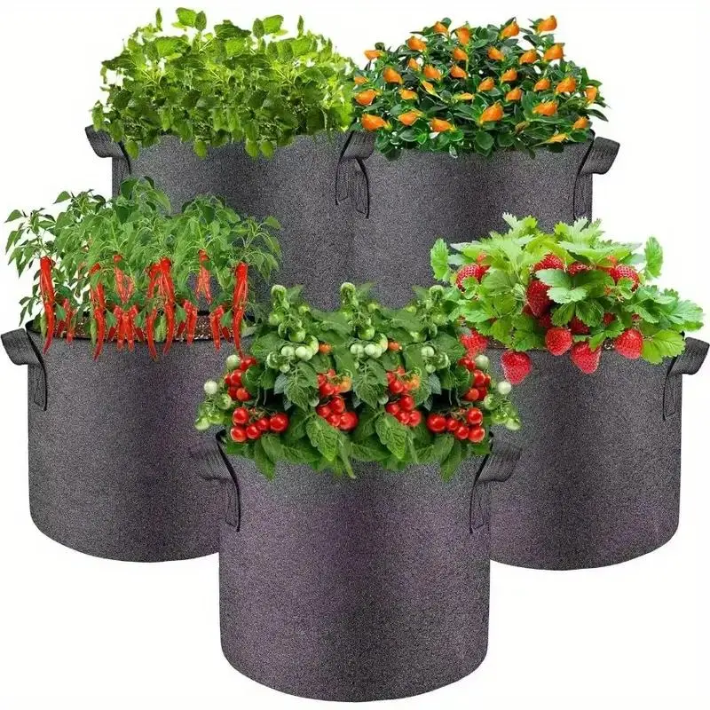 5 Gallon Plant Growing Bag, Durable Reusable Planting Bag with Handle, Outdoor Garden Vegetable Fruit Flower Herb Succulent Bonsai Planting Basin, Pot, Decorative, Heavy Duty Planter