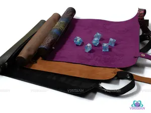 Rolling Mat: Traditional Styles | Foldable TPU Mat with Zippered Dice Storage | Faux Leather Rolling Mat