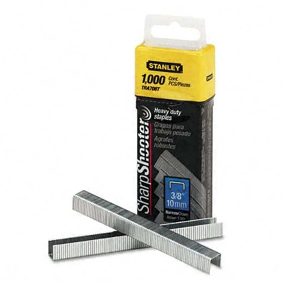Heavy-Duty Staples (TRA706T Sharpshooter), 3/8 in Leg Length, 1000 per Box, Box Packaging, Ideal for Insulation Jobs & Roofing Felt Applications, 3/8 Leg Length