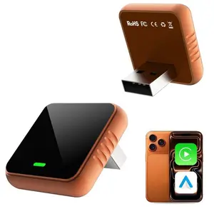 2-in-1 Wireless Carplay Adapter, Wired CarPlay to Wireless & Android Auto Converter, Mini USB Design with Fast Stable Connection, Compatible with Apple & Android