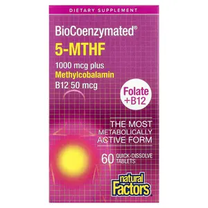Natural Factors BioCoenzymated®, Folate + B12, 60 Quick-Dissolve Tablets