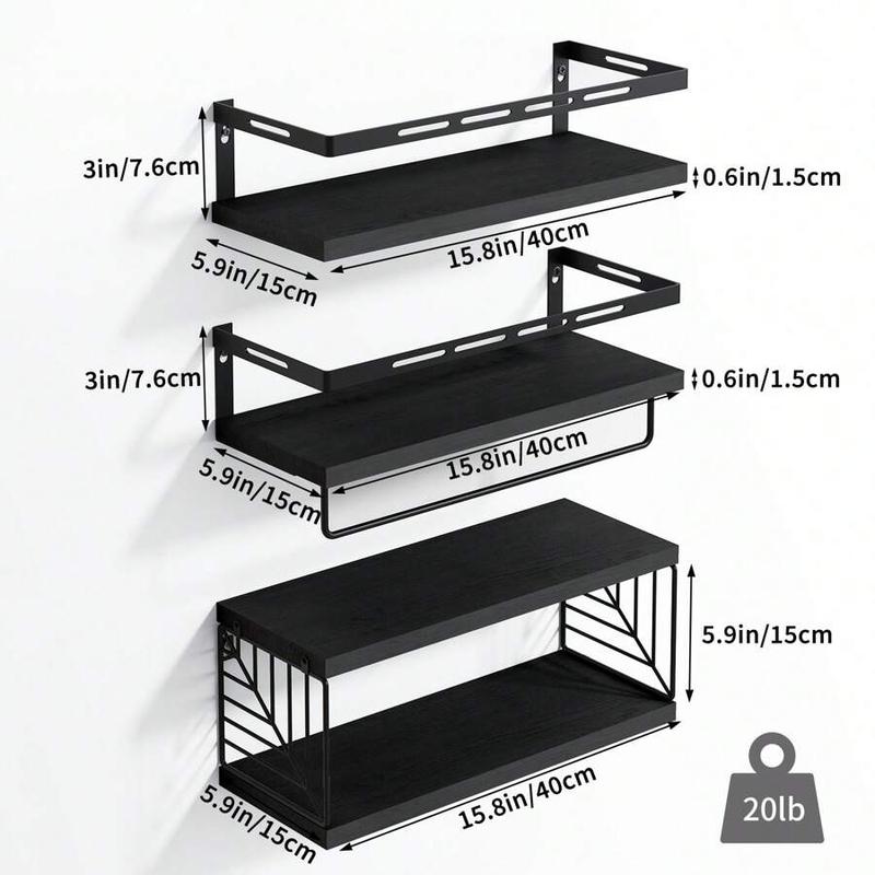 3+1 Tier Wall Mounted Bathroom Shelves Over Toilet, Rustic Wood Floating Shelves With Metal Frame And Towel Bar For Bathroom, Kitchen, Bedroom, Living Room, Home Decor, Bathroom Decor, Bathroom Organizer Summer