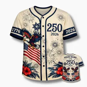America 250th Anniversary Baseball Jersey Shirt, Patriotic USA Jersey, Vintage American Flag Independence Day Gift