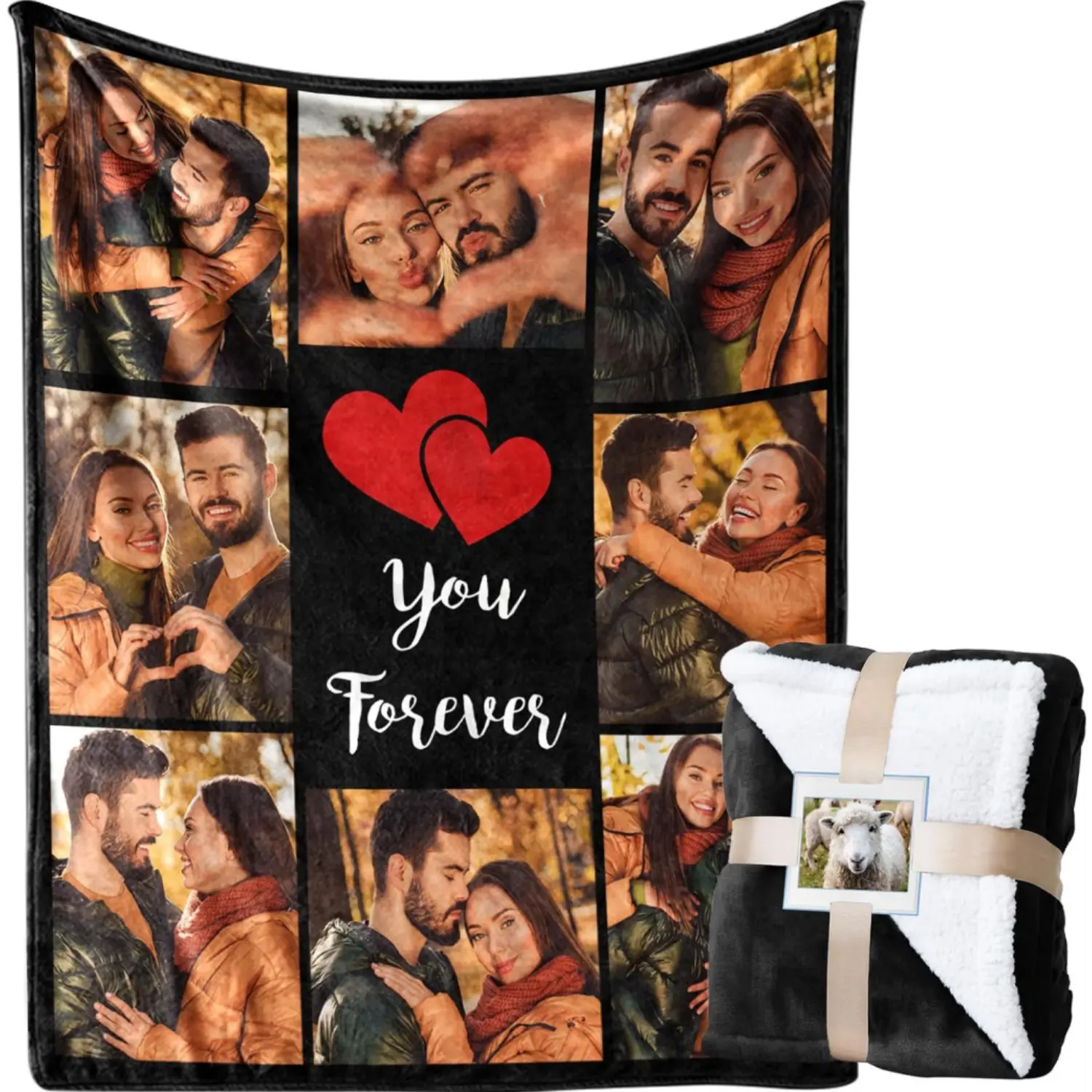 Customized Blanket with Pictures Personalized blanket - thick warm plush blanket - customized for girlfriend boyfriend