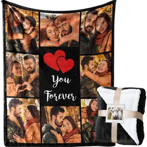 Customized Blanket with Pictures Personalized blanket - thick warm plush blanket - customized for girlfriend boyfriend