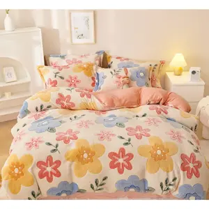Pink Duvet Cover Twin Fluffy Comforter Cover Set Kawaii Ultra Soft Cute Floral Bedding Set for Girls Kids (Flower, Twin)