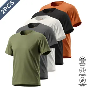 Men’s 5-Pack Casual Crew Neck T-Shirts, Outdoor Fitness Apparel, Cool, Breathable, Quick-Dry for Daily Workouts, Running, Cycling, Basketball, and Home Use