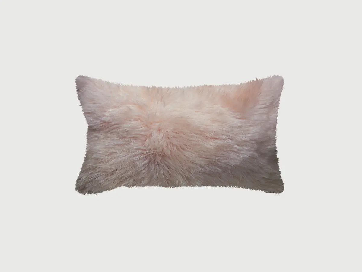 Blush Pink Large Sturdy Construction Tufted Natural Zealand Sheepskin Decorative Pillow, 1-Piece 12x20in, Hidden Zipper, for Outdoor Sofas, Outdoor Furniture, Sturdy Construction Decorative Pillows, Exterior-Facing Decorative Pillows