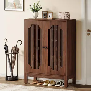 Tribesigns Wooden Shoe Cabinet, 5-Tier, Adjustable Shelf, Fits 20 Pairs, Ideal for Entryway & Living Room, Walnut Finish
