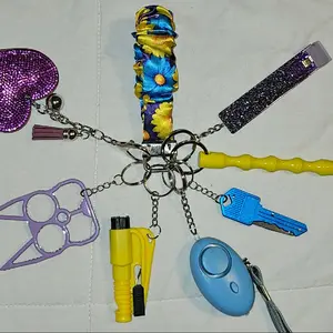 Keychain Set with Colorful Accessories Including Heart Shaped Charm and Blue Keychain for Stylish Organization