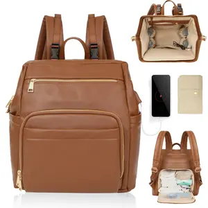 Miss Fong × Omanmoli Diaper Bag, with USB Charging Port Diaperbag For On-the-go Work Trip, Casual Carry-on Travel Backpack Carry Luggage, with a Free Changing Pad Stroller Bag, Christmas Baby Shower Gift For Newborn Infant