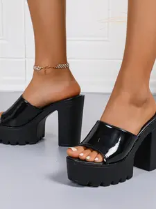 Elegant Sexy Fashion Chunky Heel High Platform Sandals, Summer New High Heel Thick Sole Slippers, Women's Stylish Footwear, Thick Bottom Shoes