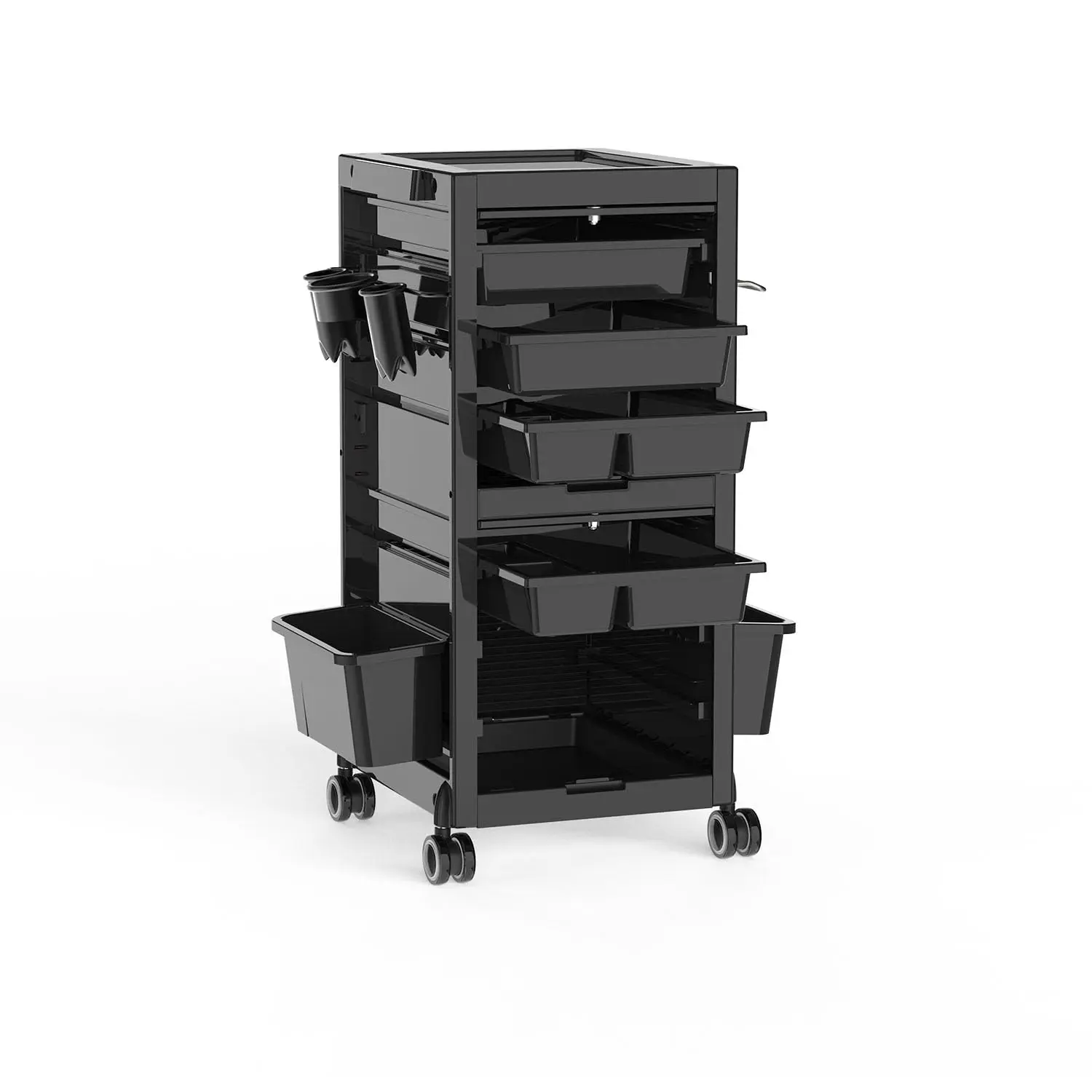 【GARVEE】Salon Tool Storage Trolley Rolling Cart with 6 Trays & 3 Heat Resistant Appliance Holder, SPA Beauty Hairdressing Lockable Tool Cart with 2 Keys - Extra Storage New Upgrade