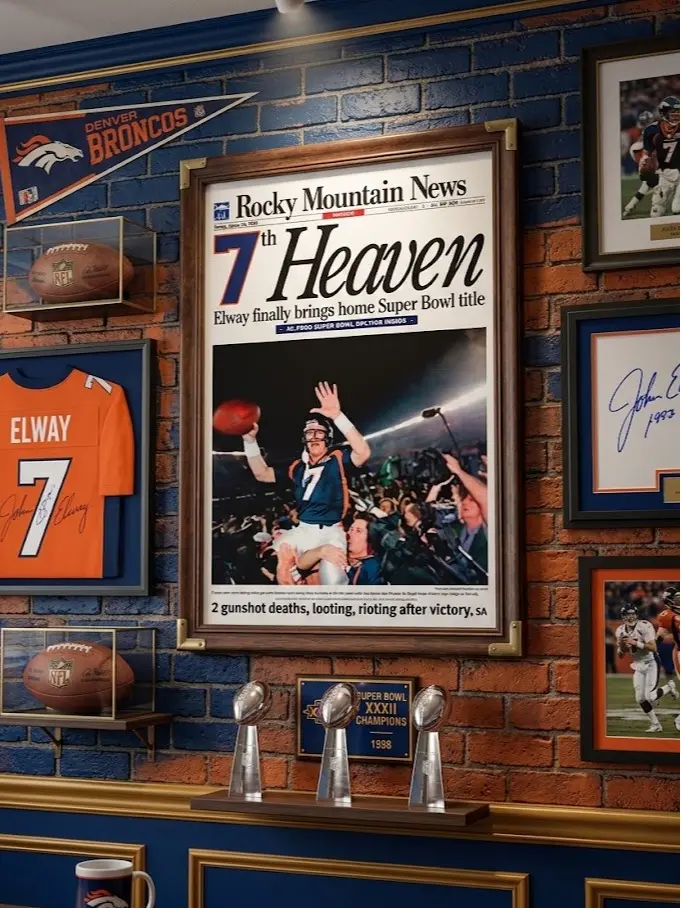 Denver Broncos 7th Heaven Rocky Mountain News Poster - NFL Wall Art