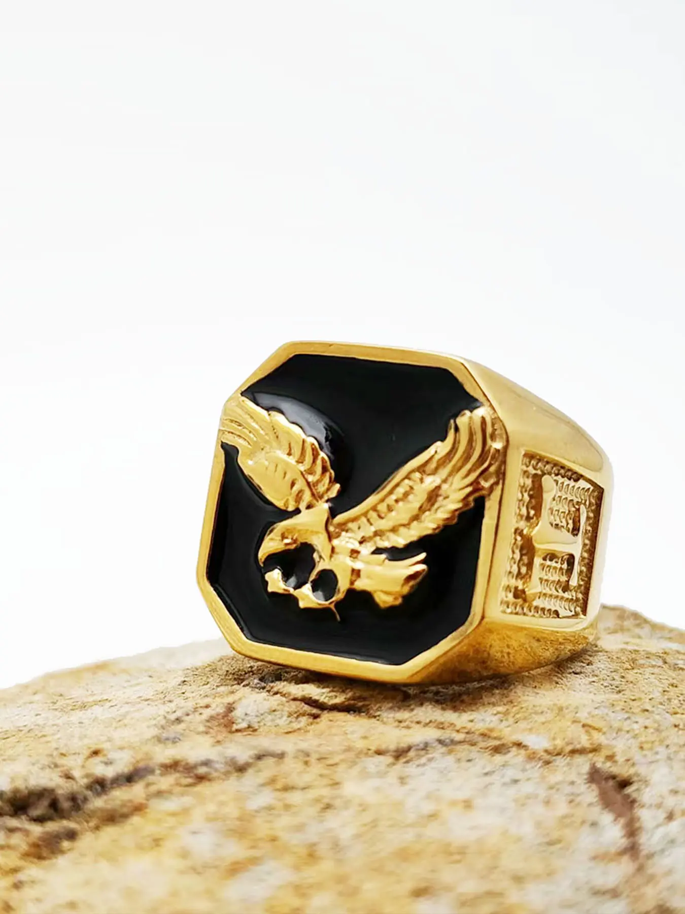 Men's Classic Eagle Ring, Gold/silver Color Stainless Steel Jewelry, Jewelry Rings, Elegant Ring, Rock Party Gift, Casual Style, All Seasons, Random Print