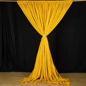 20ftx10ft Gold Metallic Shimmer Tinsel Event Curtain Drapes, Backdrop Event Panel