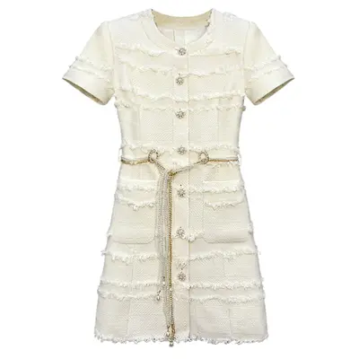 faux pearl trim pleated dress MOTF PREMIUM FAUX PEARL TRIM PLEATED DRESS