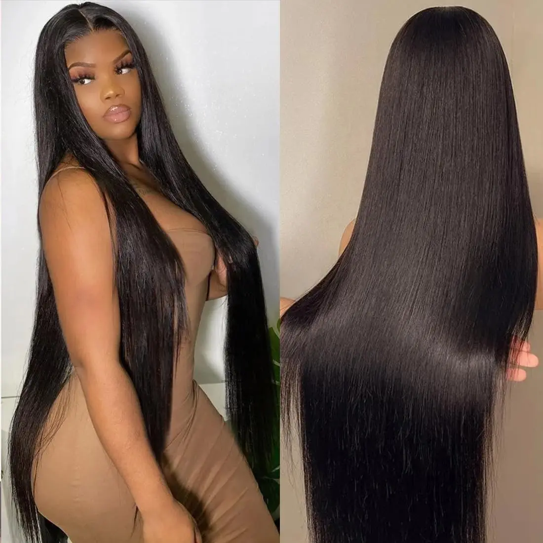 Straight Wigs Human Hair 13x6 Lace Front Wigs Human Hair Pre Plucked 180 Density Body Wave HD Transparent Straight Lace Frontal Wigs for Women Glueless Wigs Human Hair Natural Color