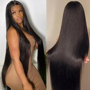 32 Inch Straight Wigs Human Hair 13x6 Lace Front Wigs Human Hair Pre Plucked 200 Density HD Transparent Straight Lace Frontal Wigs for Women Glueless Wigs Human Hair Natural Color