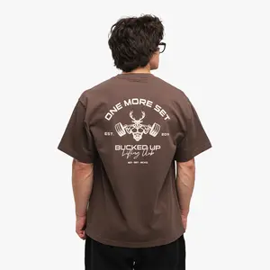 Bucked Up "One More Set" Loose Fitting T-shirt Menswear Streetwear Tshirt Crewneck Baggy Casual Shortsleeve