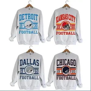 Vintage All Team Football Sweatshirt Retro 90s Game Day Crewneck Oversized Football Fan Pullover Cozy Sports Sweatshirt for Men Women Inspired Apparel