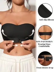 Women's Strapless Push-Up Bralette, Front Buckle Anti-Slip Design, Soft Skin-Friendly, Perfect for Daily Wear, All Seasons