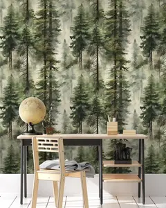 Forest Peel and Stick Wallpaper Tree Wall Paper Wood Removable for Bedroom Green Contact Paper