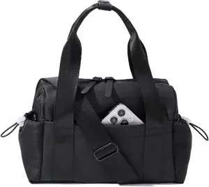 Small Gym Bag for Women, Mini Crossbody Gym Duffle Bag with Wet Compartment, Carry on Gym Tote Bag for Workout Dance  Travel (Mini-Black)