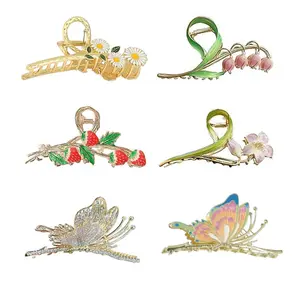 6Pcs Flower Metal Hair Claw Clips Cute Large Tulip Hair Claw NonSlip Hair Barrettes Strong Hold Hair Clamps Fashion Hair Accessories for Woman Girls with Long Thick Thin Curly Hair - Home Improvement.