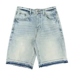 GHOST WORLD | LIGHT WASH RAW HEM DENIM SHORTS - BLUE