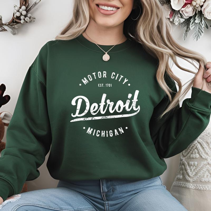 Detroit Michigan Sweater, Motor City Shirt, Detroit Sweatshirt, Michigan Hoodie, Michigan State Gift, Detroit Gift, Detroit Shirt, Detroit MI Shirt, MI Crewneck, Gift For Women, Men