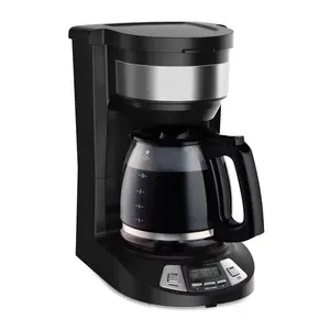 12 Cup Programmable Coffee Maker Black 46290: Drip Coffee Machine, Nonstick Hot Plate, Brew Pause
