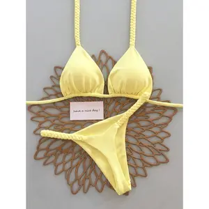 Solid Color Triangle Bikini Set for Tropical Vacations – Tired of Busy Patterns Stealing the Spotlight? This Minimalist Design with Adjustable Straps Lets Your Natural Beauty Shine in Every Photo.,summervibes