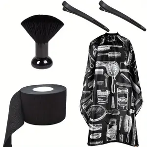 5 Pcs Hair Cutting Cape Barber Cape for Men Women,Barber Cape for Hair Stylist with Adjustable Neck Size Strips,Neck Duster Set Barber Neck Strips for Hair Cutting,Halloween Christmas Party Gifts,Home Supplies