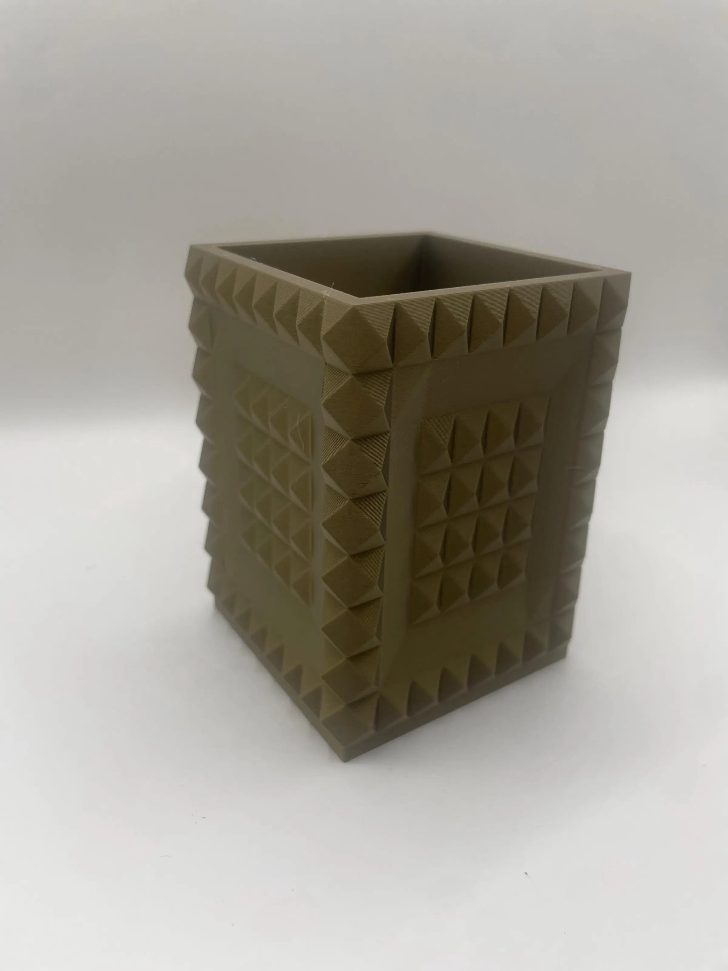 Studded Desk Organizer | Bronze Pen Holder for Office Decor | Unique Pyramid Texture Pencil Cup | Modern Workspace Accessory