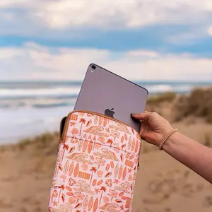 Coastal Sunset Padded Neoprene Sleeves for Books and Devices - Standard Size (7” x 9”) & Large Size (9” x 10.25”) with Fun Print Design Adventure Beach