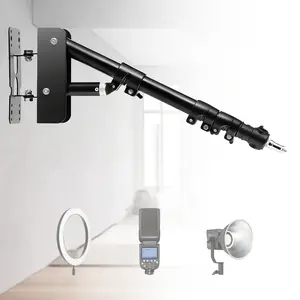Wall Mount Boom Arm for Photography, 109cm Aluminum Alloy Light Stand with 180 Degree Swivel, Supports Strobe Softbox Reflector