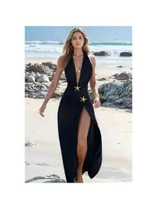 Elegant Summer Halter Dress - Stylish Halter Neck Design with Adjustable Straps for Versatile Wear