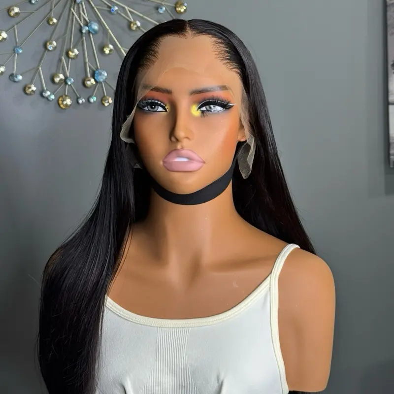 Raw hair silky straight wig paired with 13by4 Lagos hairline