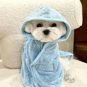 Ultra-Soft Quick-Dry Pet Bathrobe for Small & Medium Dogs & Cats - All-Season Lightweight Design with Safety Closure, Easy-Button Entryway, Machine Washable, Cozy Fleece-Lined for Warmth, Pet Washrobe, Cozy Fleece Lining
