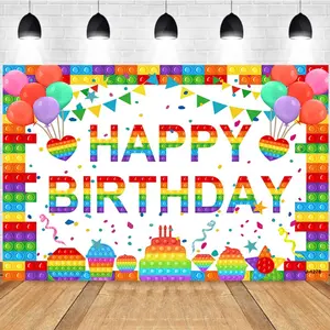 Photography Background Rainbow Building Blocks Balloon for Children Cake Birthday Party Backdrop Decor Photo Studio
