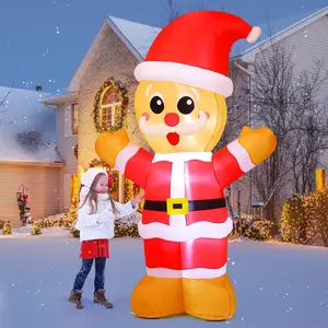 8FT Christmas Inflatables Outdoor Decorations, Blow Up Gingerbread Inflatable with Built-in LEDs for Christmas Indoor Outdoor Yard Lawn Garden