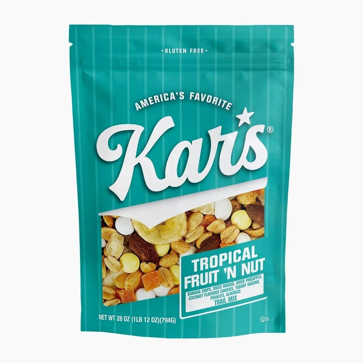 Kar’s Nuts Tropical Fruit ‘N Nut Trail Mix, 28 oz Resealable Pouch (Pack of 1), Gluten-Free Trail Mix Snack