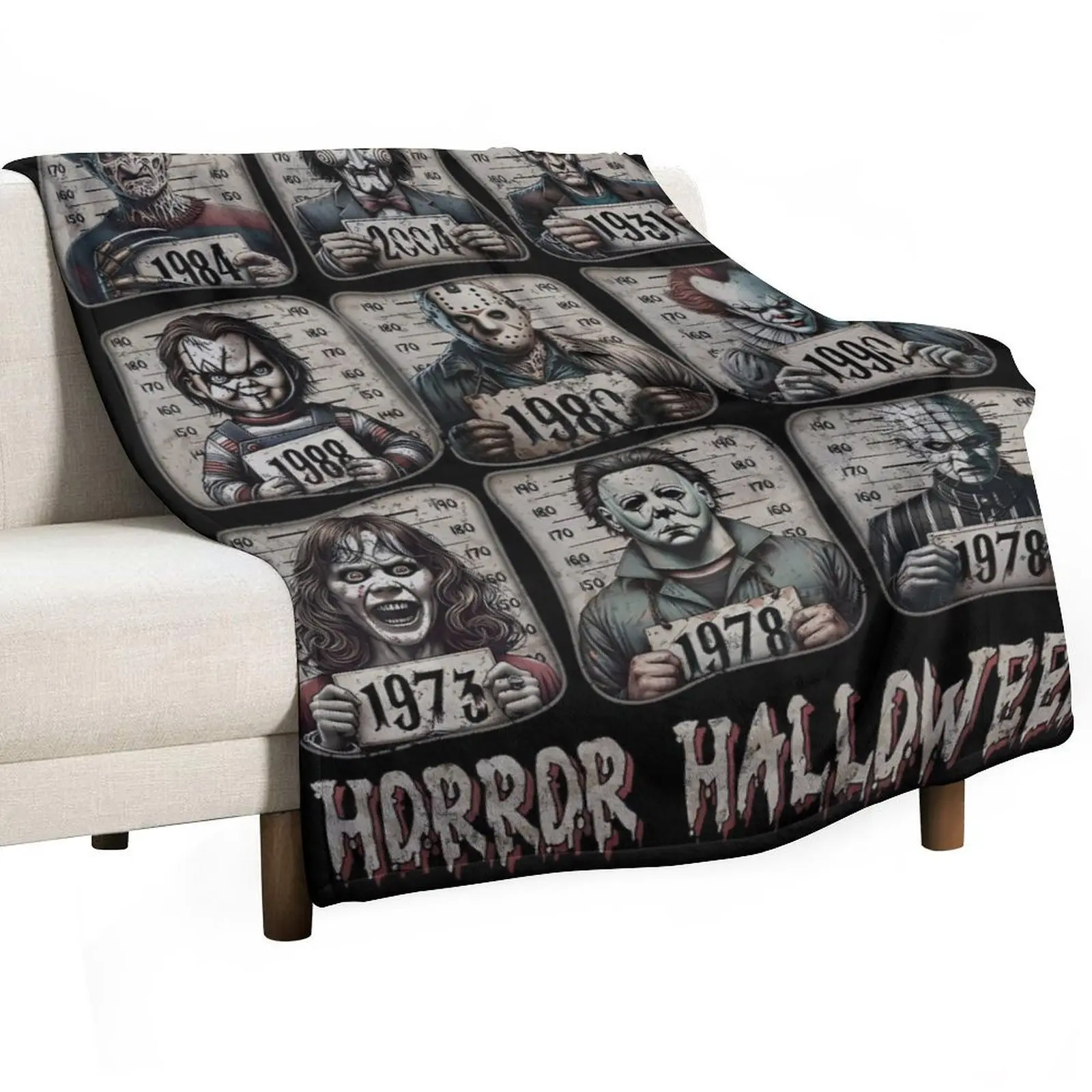 Horror Icons Flannel Fleece Throw Blanket - Cozy Fuzzy Plush Comfy All-Season Sofa Bedroom Dorm Couch Office Car Travel Home Bedding, Soft Comfortable Movie Decor Blanket Men Women Boys Girls Halloween Birthday Fan Gifts