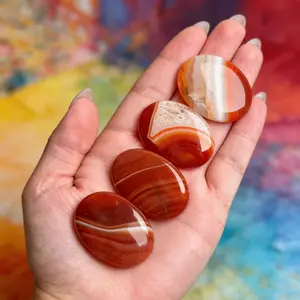 Natural Carnelian Worry Stone Anxiety Relief | Pocket-Sized Healing Crystal, Smooth Polished Stress Relief Tool for Daily Carry Gift
