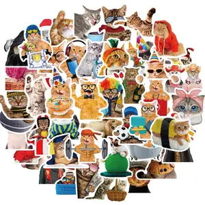 Cute Cat Meme Sticker, 50pcs Funny Kitten Sticker, Waterproof Vinyl Decals for Teens Adults Kids Boys Girls Gift