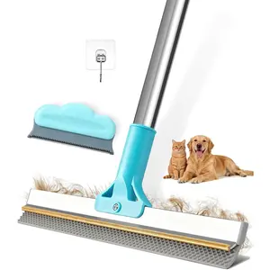 Carpet Rake for  Removal, Upgraded  Carpet Scraper Broom with 54" Adjustable Long Handle, Dual-Sided Metal &  Brush,  &  Hair Remover Tool for Rugs, Mats, Stairs